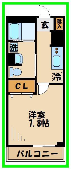 ベルク経堂壱番館(1K/3階)の間取り写真