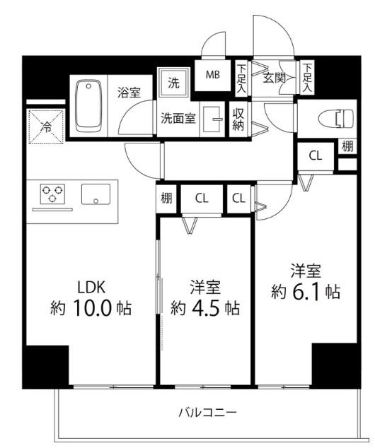 SAION町屋(2LDK/15階)の間取り写真