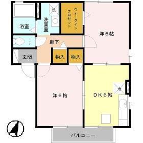 ニューポワール A/B/C(2DK/1階)の間取り写真