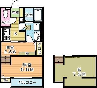 ブランシェ三萩野(1K/1階)の間取り写真