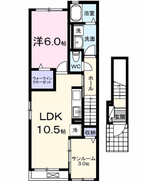メゾンドグリシーヌ(1LDK/2階)の間取り写真