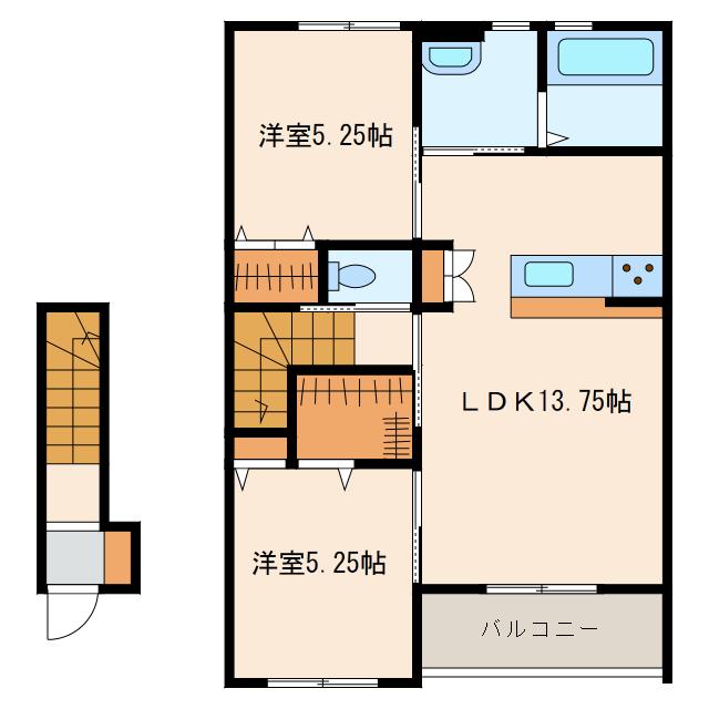 エイブルメゾン大崎(2LDK/2階)の間取り写真