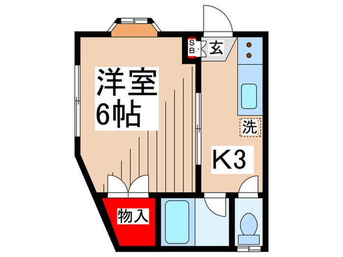 パレットハウス(1K/2階)の間取り写真