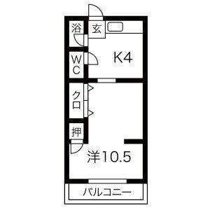コーポ中砂(1K/1階)の間取り写真