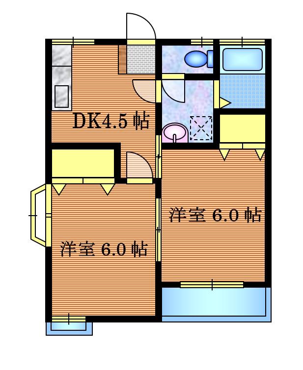 コーポ好美(2DK/1階)の間取り写真