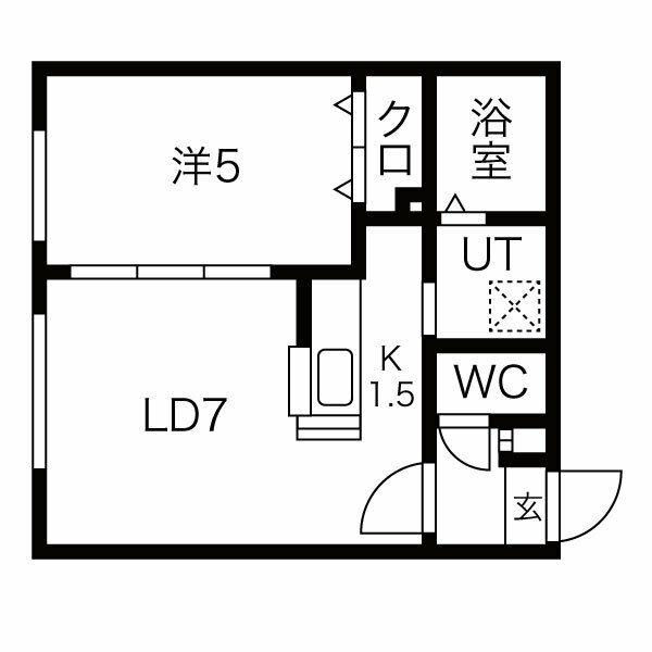 クリスタルN9(1LDK/2階)の間取り写真