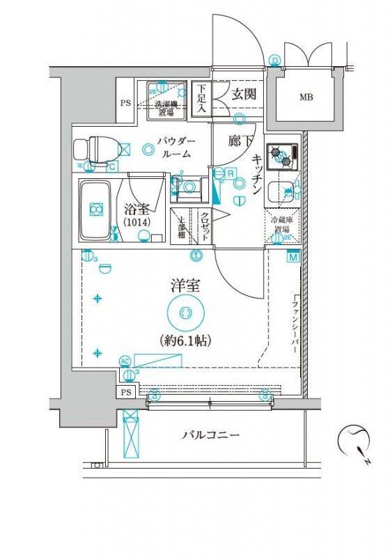 クレイシア品川戸越(1K/6階)の間取り写真