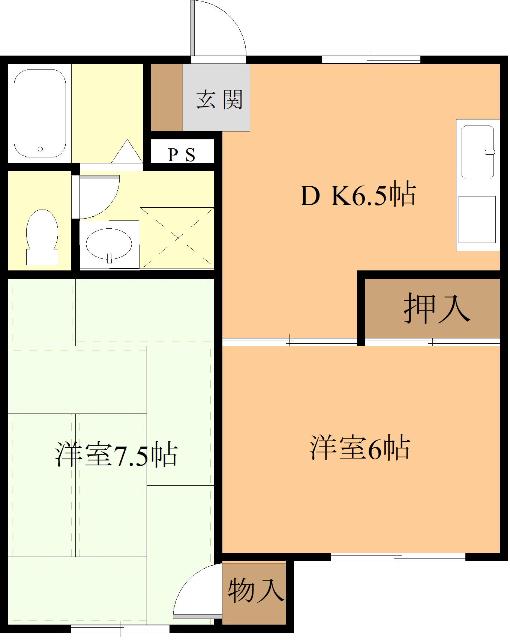 コンコード(2DK/1階)の間取り写真