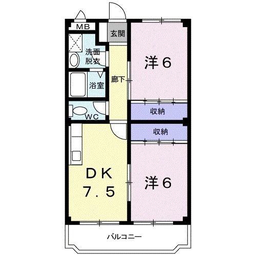 ビストロドタカギ(2DK/2階)の間取り写真