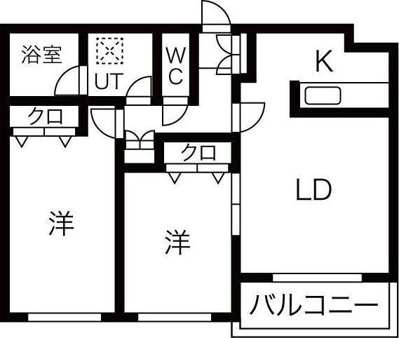 グランコート宮の森(2LDK/2階)の間取り写真