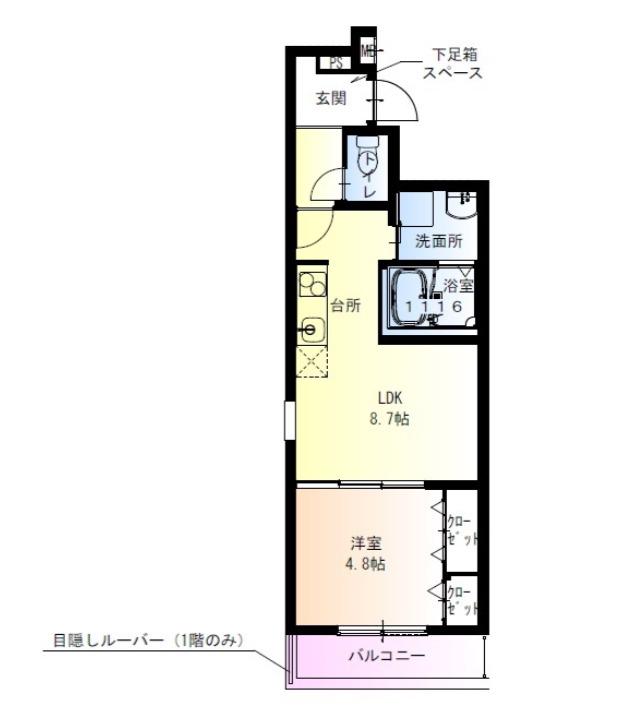 フジパレス高井田Ⅵ番館(1LDK/1階)の間取り写真