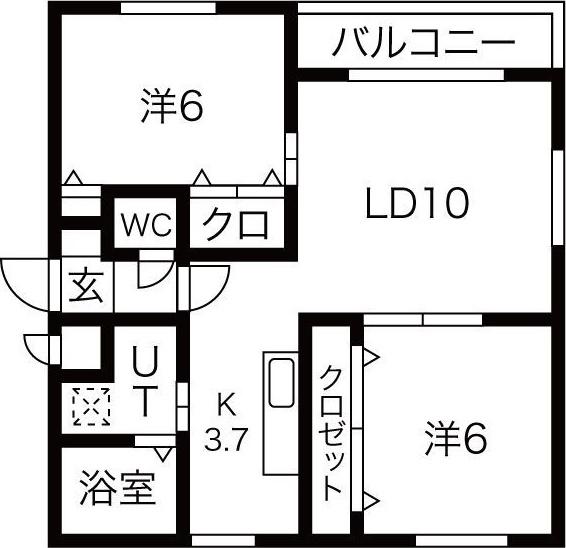 PARK HAIM(2LDK/4階)の間取り写真