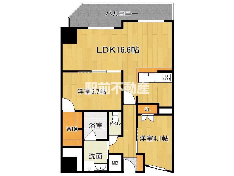 S-RESIDENCE伊都ATTIRAN(2LDK/13階)の間取り写真