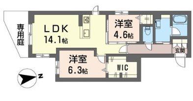 ボヌール(2LDK/1階)の間取り写真