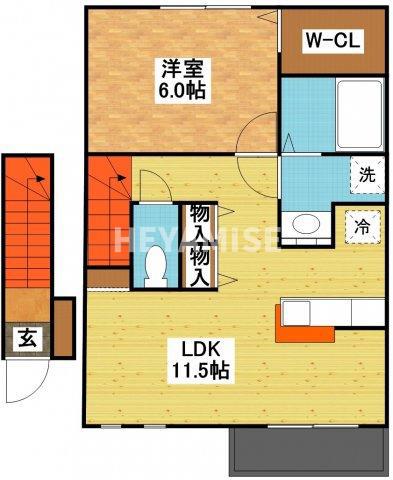 アメニティ コーポラス(1LDK/2階)の間取り写真