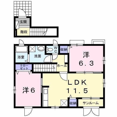 ヴェニーレ・プント(2LDK/2階)の間取り写真