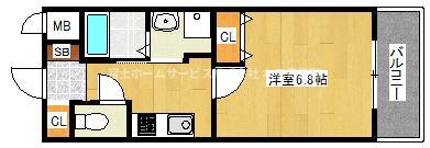 ふぁみーゆアビコVI(1K/2階)の間取り写真