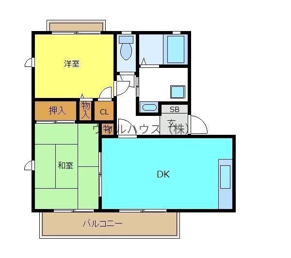 シェーンヴィラK&MⅠ(2DK/2階)の間取り写真