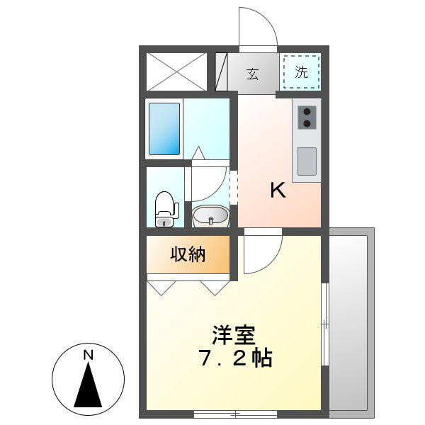 ライラック(1K/2階)の間取り写真