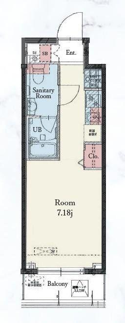 RESIDENCE IRUMA(ワンルーム/7階)の間取り写真