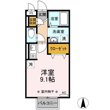 グランディ イグニス I(ワンルーム/2階)の間取り写真