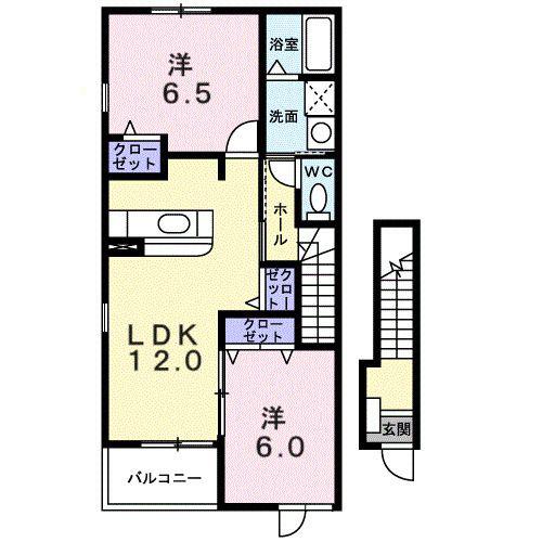 アルフィーノはるD(2LDK/2階)の間取り写真