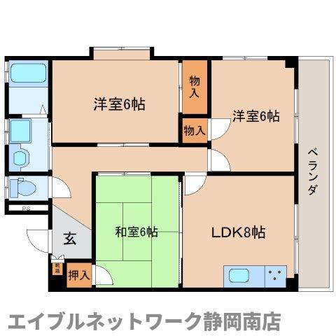 シャインE(3LDK/2階)の間取り写真