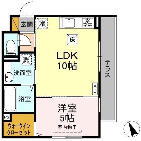 フィールドコート緑が丘(1LDK/1階)の間取り写真