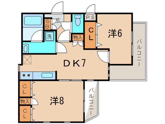 CACHETTE(2DK/3階)の間取り写真