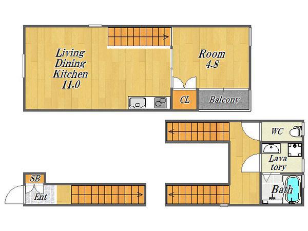 CASA ASTERIA FUKUSHIMAIII(1LDK/2階)の間取り写真