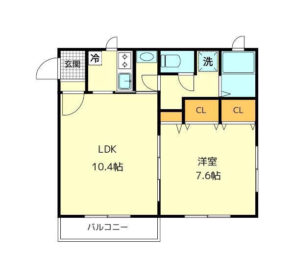 アーバン青山(1LDK/2階)の間取り写真