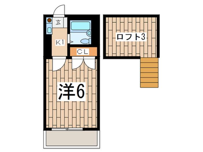 シーザースパレス(1K/2階)の間取り写真