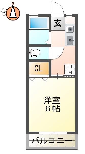 メディソン佐古(1K/2階)の間取り写真