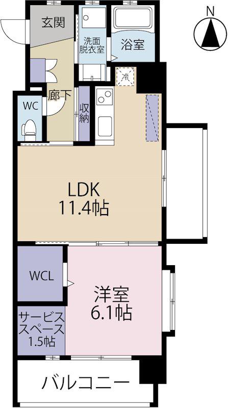 MON662(1SLDK/2階)の間取り写真
