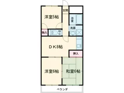 フラワー松本III(3DK/3階)の間取り写真