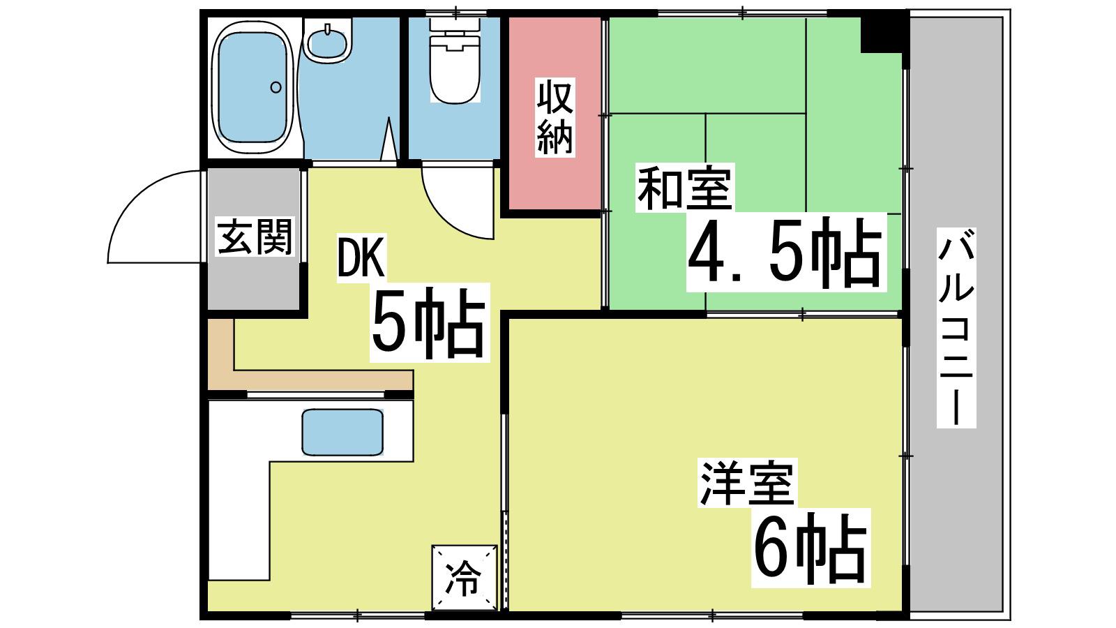 シンプルライフ西灘(2DK/3階)の間取り写真