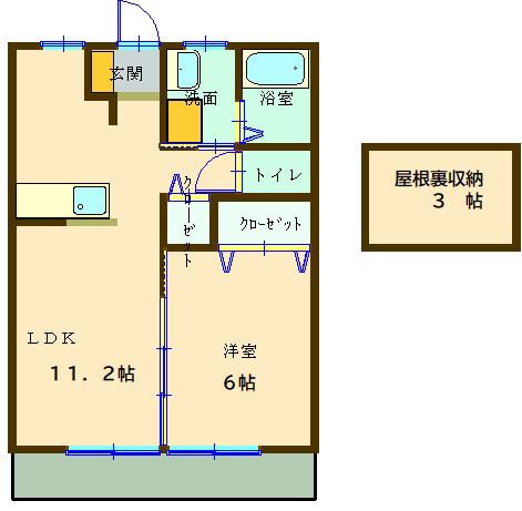 ブライトC(1SLDK/2階)の間取り写真