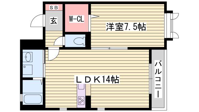 カルムリー福崎B(1LDK/3階)の間取り写真