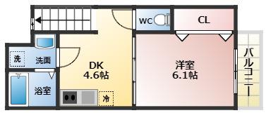 アムール福(1K/2階)の間取り写真