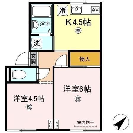 プレジール三島(2K/1階)の間取り写真