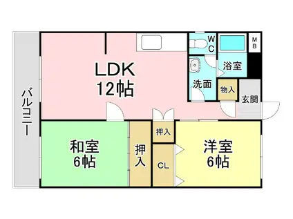 奥野コーポ(2LDK/2階)の間取り写真
