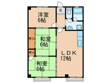 フラワーハイツマエダ(3LDK/3階)の間取り写真