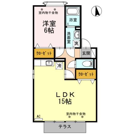 マーヴェラス諸江(1LDK/1階)の間取り写真