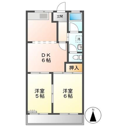 サンハイム山川(2DK/1階)の間取り写真