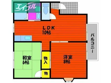 グランドゥールクロズミB(2LDK/1階)の間取り写真