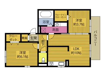 アスール(2LDK/2階)の間取り写真