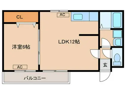 イーグル(1LDK/2階)の間取り写真