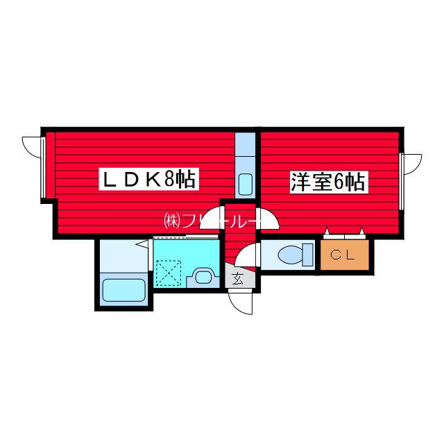 月寒パークヴィラ(1LDK/2階)の間取り写真