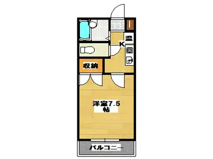 JR豊肥本線 東海学園前駅 徒歩13分 4階建 築37年(1K/2階)の間取り写真