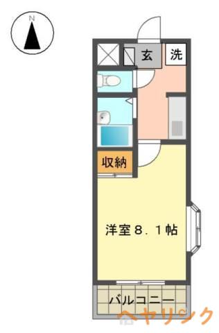 イースト TOWN K(1K/1階)の間取り写真